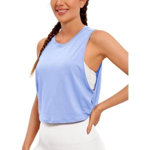CRZ YOGA Pima Cotton Large Armhole Tank Tops for Women – Workout Sport Athletic Yoga Running Gym Loose Crop Sleeveless Shirts(Periwinkle Purple)