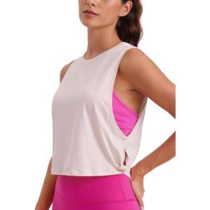 CRZ YOGA Pima Cotton Large Armhole Tank Tops for Women – Workout Sport Athletic Yoga Running Gym Loose Crop Sleeveless Shirts(Smoky Blush)