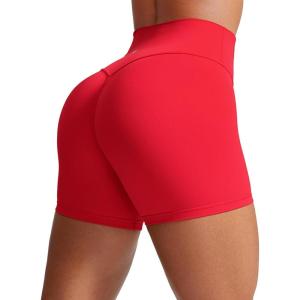 CRZ YOGA Secretsculpt Butterlift Biker Shorts 4″ – No Front Seam High Waisted Womens Workout Gym Booty Scrunch Butt(Aurora Red)