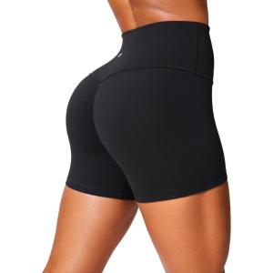 CRZ YOGA Secretsculpt Butterlift Biker Shorts 4″ – No Front Seam High Waisted Womens Workout Gym Booty Scrunch Butt(Black)