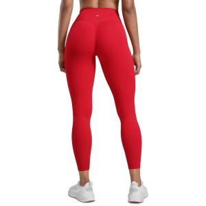 CRZ YOGA Secretsculpt Butterlift Workout Leggings 25″ – No Front Seam High Waisted Womens Yoga Pants Booty Scrunch Butt(Aurora Red)