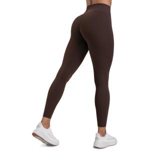 CRZ YOGA Secretsculpt Butterlift Workout Leggings 25″ – No Front Seam High Waisted Womens Yoga Pants Booty Scrunch Butt(Hot Fudge Brown)
