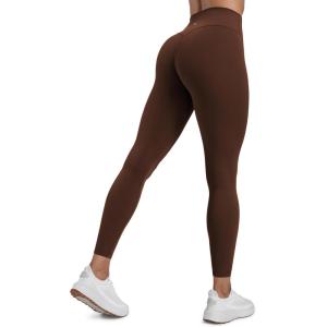 CRZ YOGA Secretsculpt Butterlift Workout Leggings 25″ – No Front Seam High Waisted Womens Yoga Pants Booty Scrunch Butt(Lava Brown)