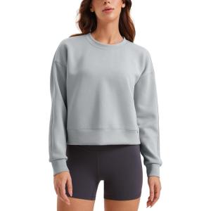 CRZ YOGA SoftAura Pullover Sweatshirt for Women – Crewneck Workout Casual Basic Fall Sweat Shirts(Rhino Grey)
