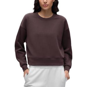 CRZ YOGA SoftAura Pullover Sweatshirt for Women – Crewneck Workout Casual Basic Fall Sweat Shirts(Ripe Plum)