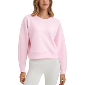 CRZ YOGA SoftAura Pullover Sweatshirt for Women – Crewneck Workout Casual Basic Fall Sweat Shirts(Strawberry Pink)