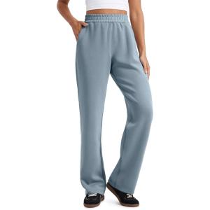 CRZ YOGA SoftAura Wide Leg Casual Sweatpants Women 29″/31″ – Modal Lounge Travel Casual Pants with Pockets(Belgian Blue)