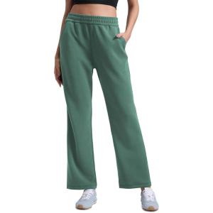 CRZ YOGA SoftAura Wide Leg Casual Sweatpants Women 29″/31″ – Modal Lounge Travel Casual Pants with Pockets(Dark Forest Green)