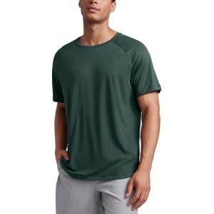 CRZ YOGA Texture Workout Shirts for Men – Lightweight Crewneck Running Athletic T-Shirts Short Sleeve Gym Tops(Legend Green)