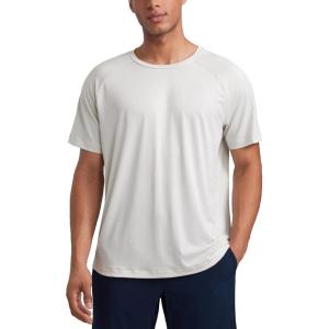 CRZ YOGA Texture Workout Shirts for Men – Lightweight Crewneck Running Athletic T-Shirts Short Sleeve Gym Tops(Milky White)