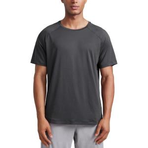 CRZ YOGA Texture Workout Shirts for Men – Lightweight Crewneck Running Athletic T-Shirts Short Sleeve Gym Tops(Mysterious Grey)