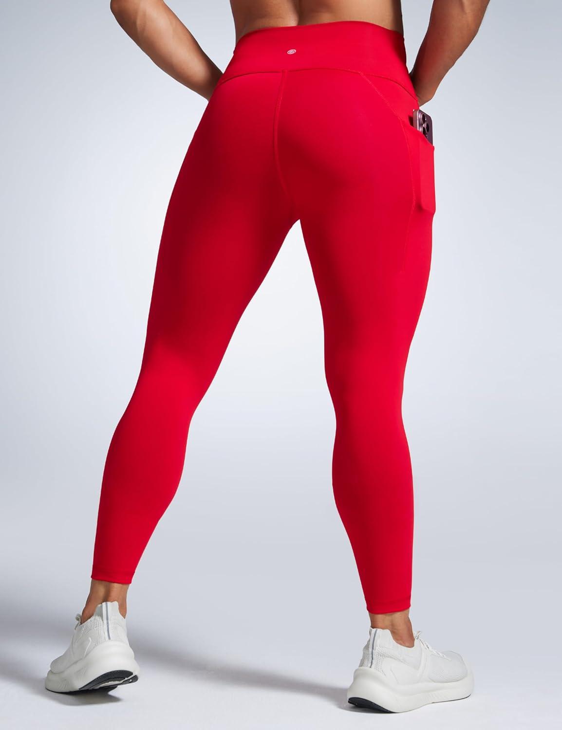 imageCRZ YOGA Butterbreeze Workout Leggings Pockets 25 High Waisted Athletic Gym Running Womens Yoga Pants Tummy ControlRed Chili
