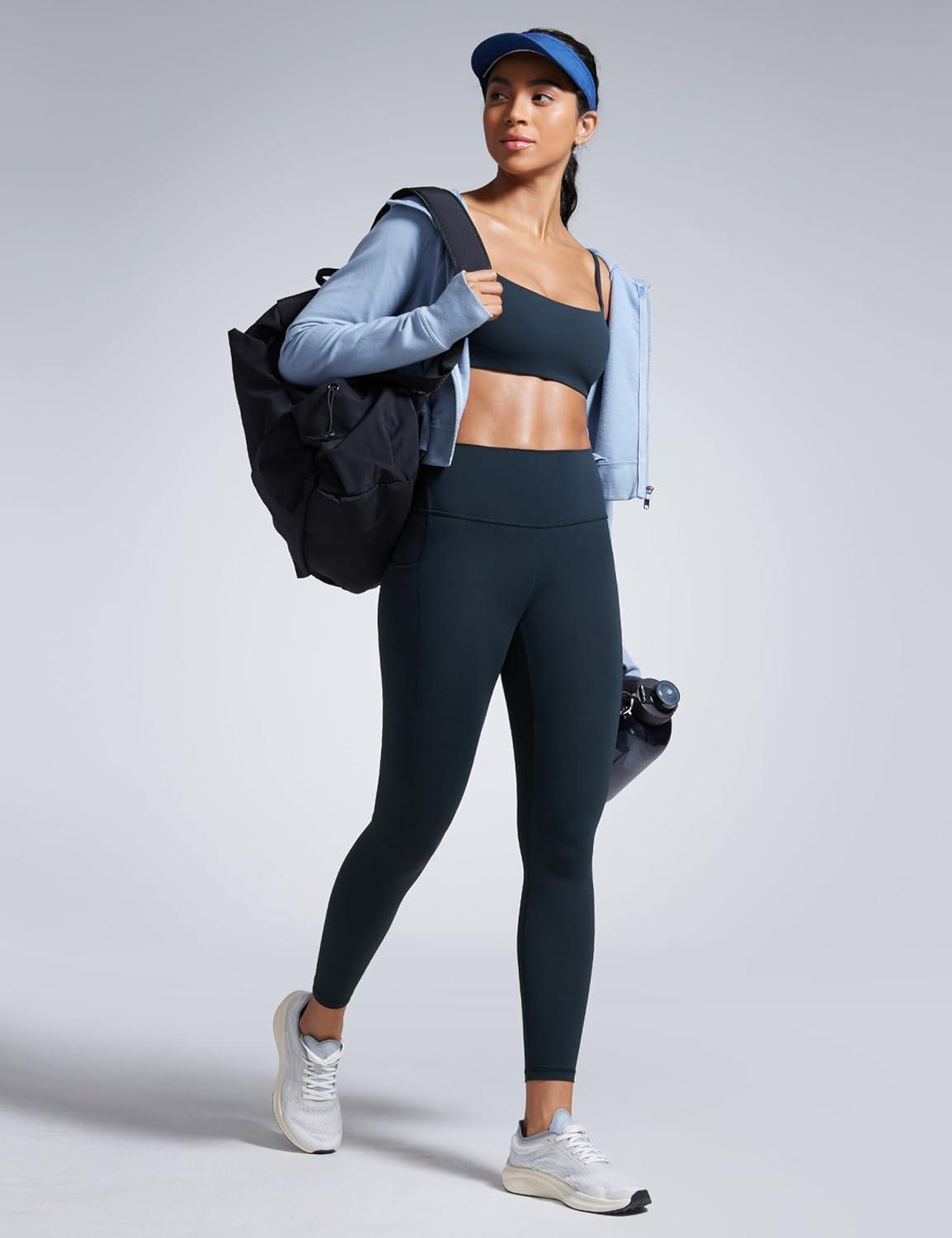 imageCRZ YOGA Butterbreeze Workout Leggings Pockets 25 High Waisted Athletic Gym Running Womens Yoga Pants Tummy ControlTrue Navy
