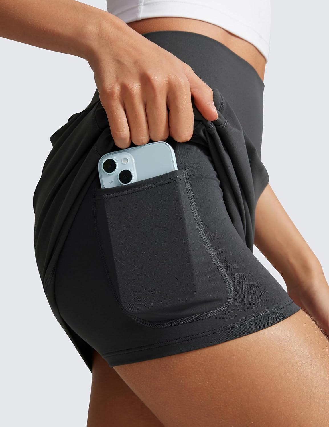 imageCRZ YOGA Butterlift A Line Golf Skirts for Women High Waisted Stretchy Casual Athletic Tennis Skorts with Side PocketsMysterious Grey