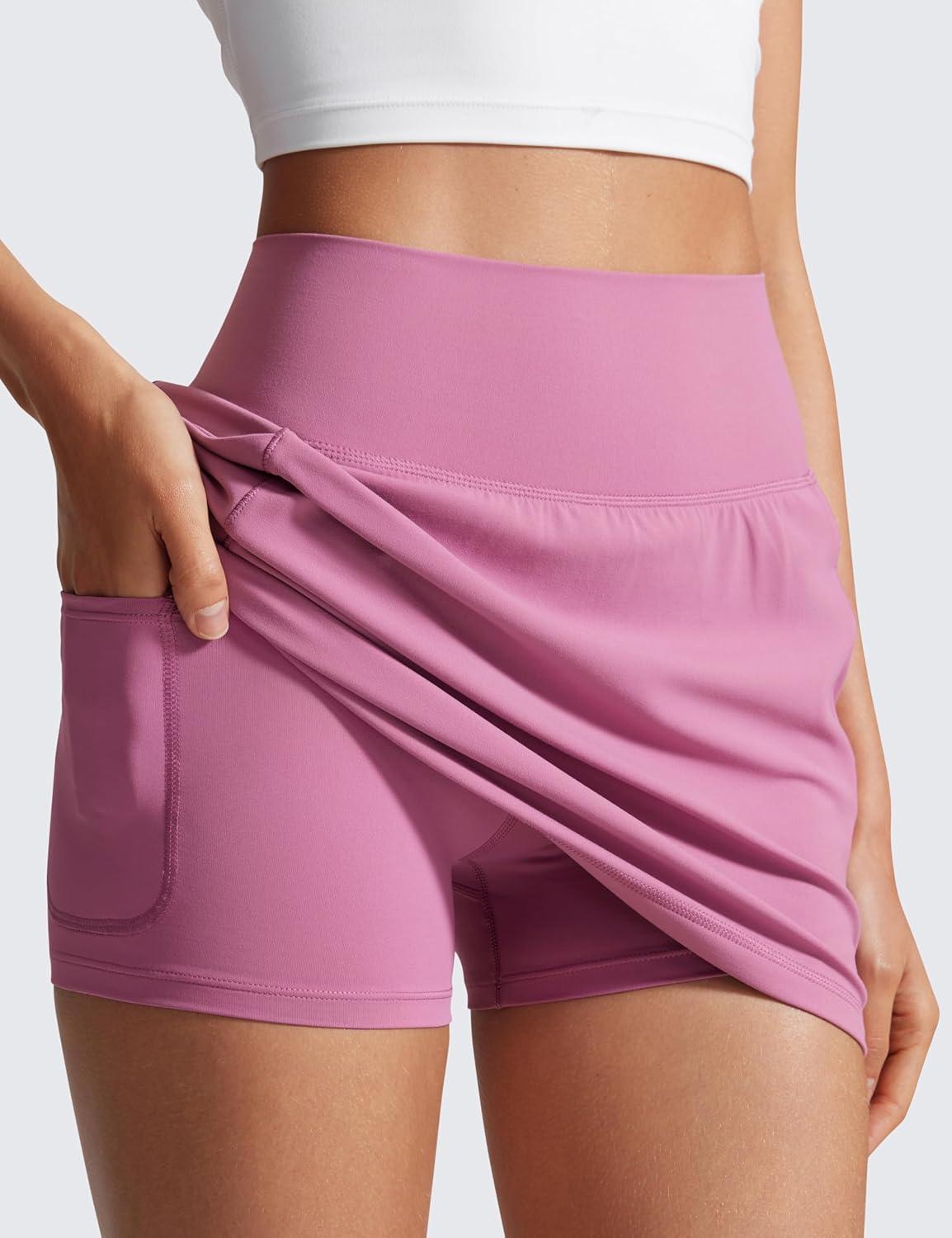 imageCRZ YOGA Butterlift A Line Golf Skirts for Women High Waisted Stretchy Casual Athletic Tennis Skorts with Side PocketsVelvet Dust