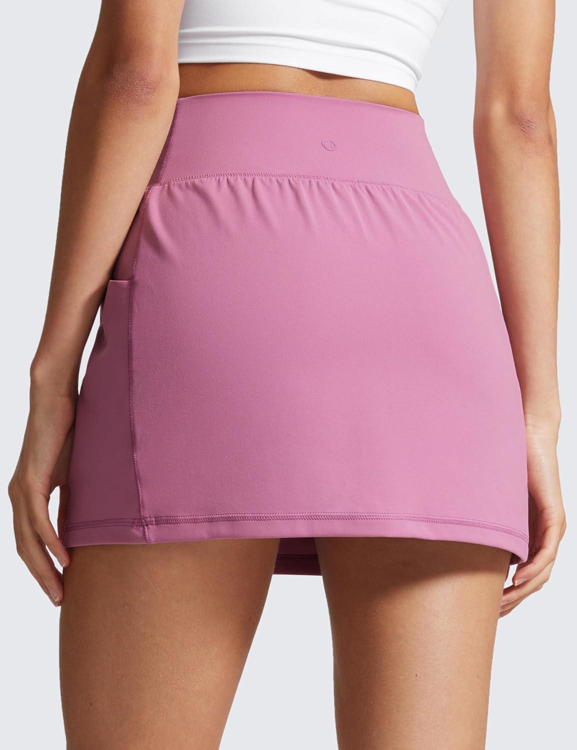 imageCRZ YOGA Butterlift A Line Golf Skirts for Women High Waisted Stretchy Casual Athletic Tennis Skorts with Side PocketsVelvet Dust