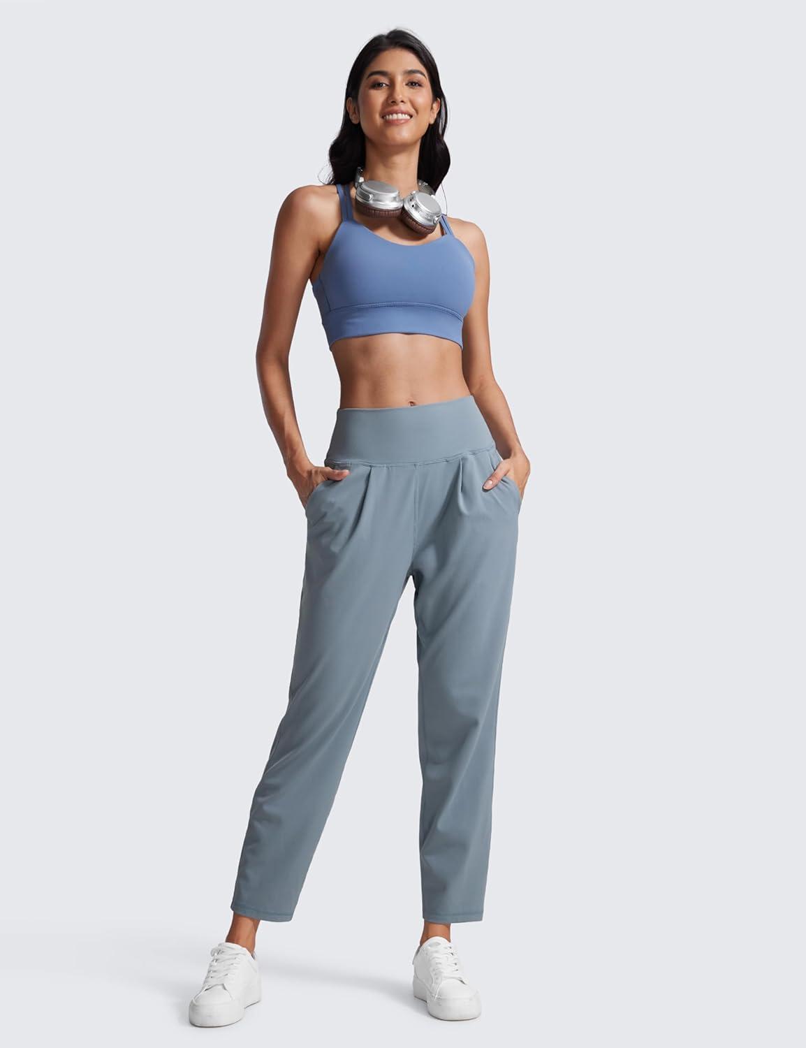 imageCRZ YOGA Butterlift Ankle Yoga Pants for Women 27quot 78 Tapered Front Pleated for Lounge Travel with PocketsBelgian Blue