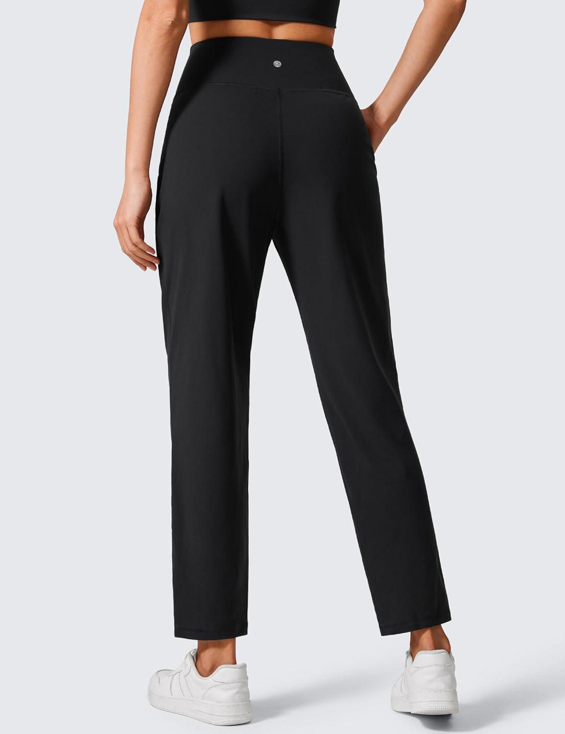 imageCRZ YOGA Butterlift Ankle Yoga Pants for Women 27quot 78 Tapered Front Pleated for Lounge Travel with PocketsBlack