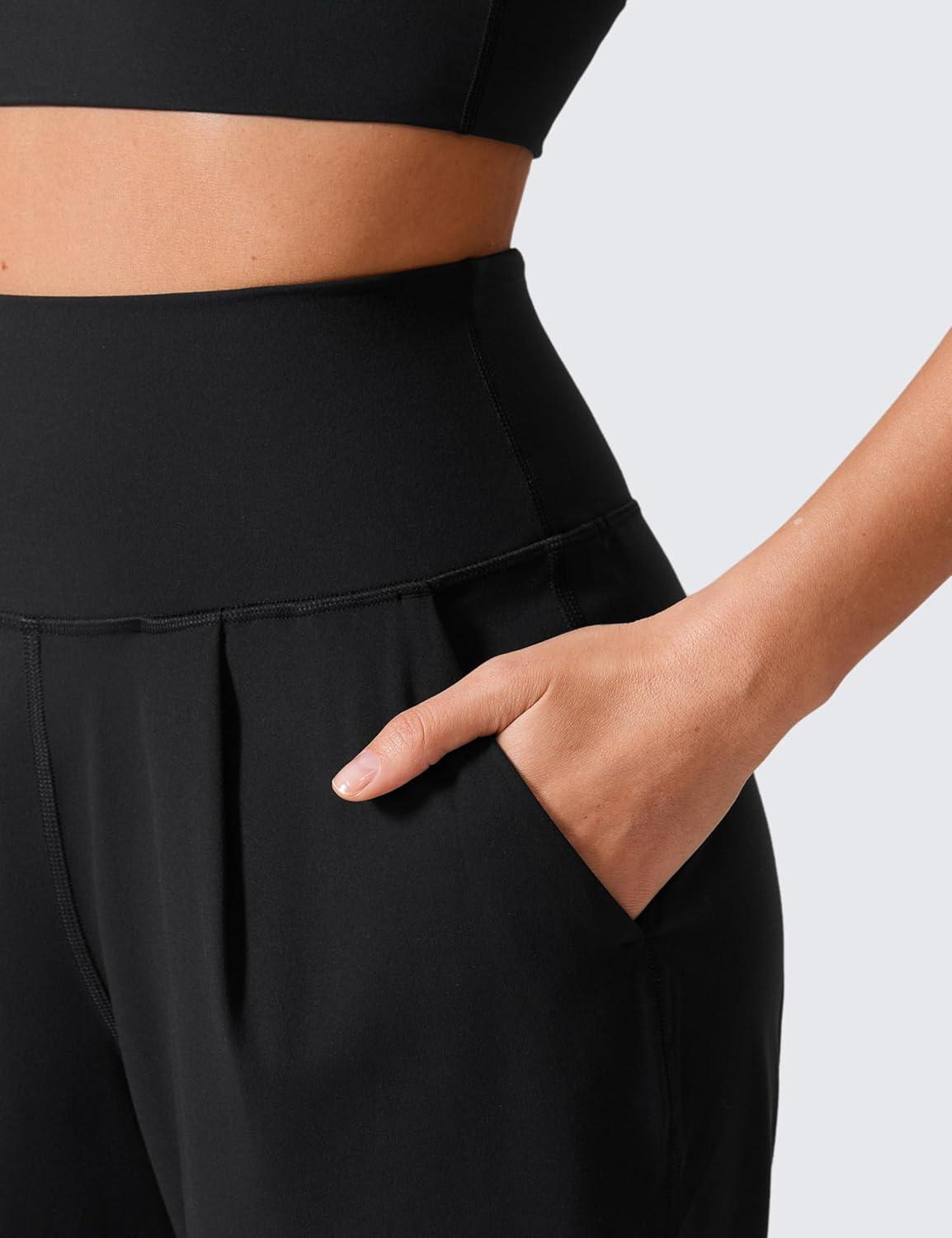 imageCRZ YOGA Butterlift Ankle Yoga Pants for Women 27quot 78 Tapered Front Pleated for Lounge Travel with PocketsBlack