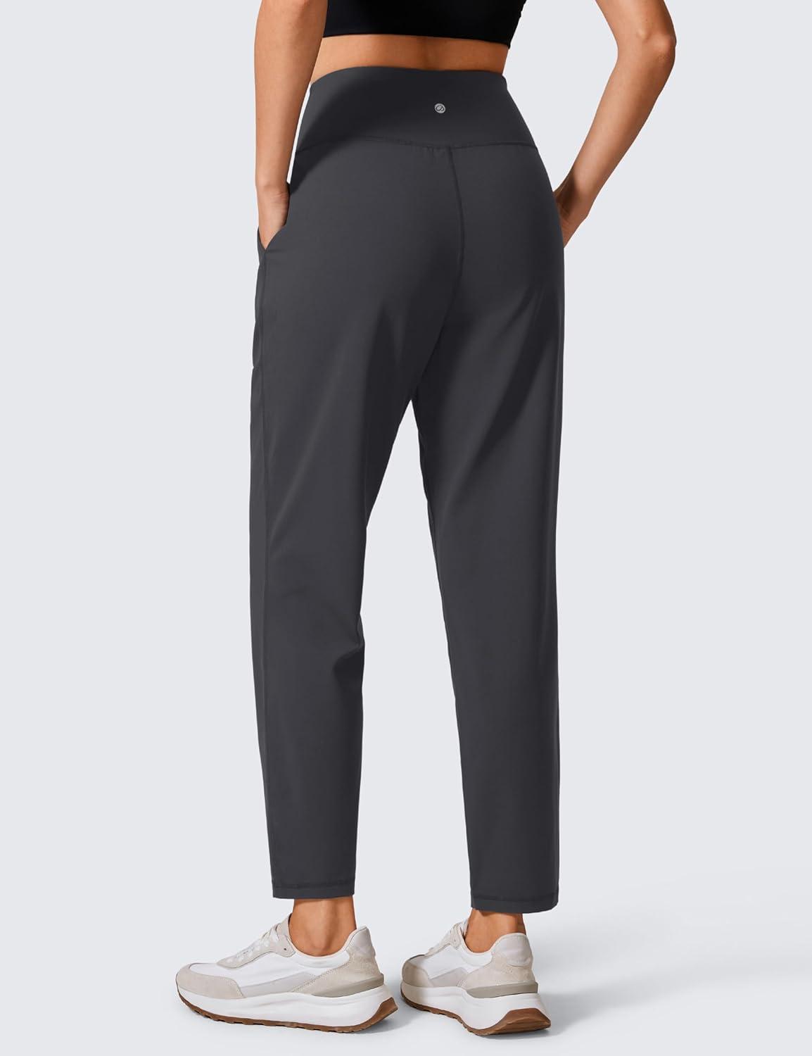 imageCRZ YOGA Butterlift Ankle Yoga Pants for Women 27quot 78 Tapered Front Pleated for Lounge Travel with PocketsMysterious Grey