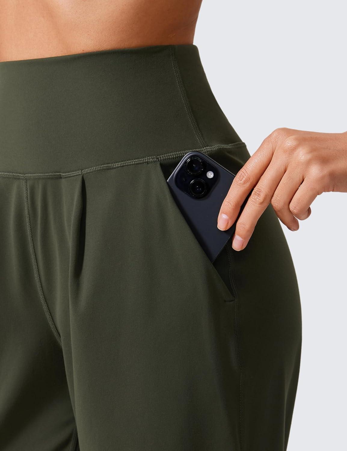 imageCRZ YOGA Butterlift Ankle Yoga Pants for Women 27quot 78 Tapered Front Pleated for Lounge Travel with PocketsOlive Green