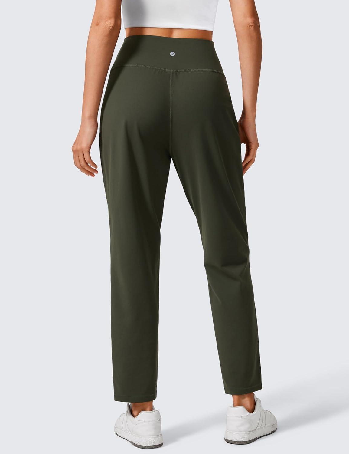 imageCRZ YOGA Butterlift Ankle Yoga Pants for Women 27quot 78 Tapered Front Pleated for Lounge Travel with PocketsOlive Green