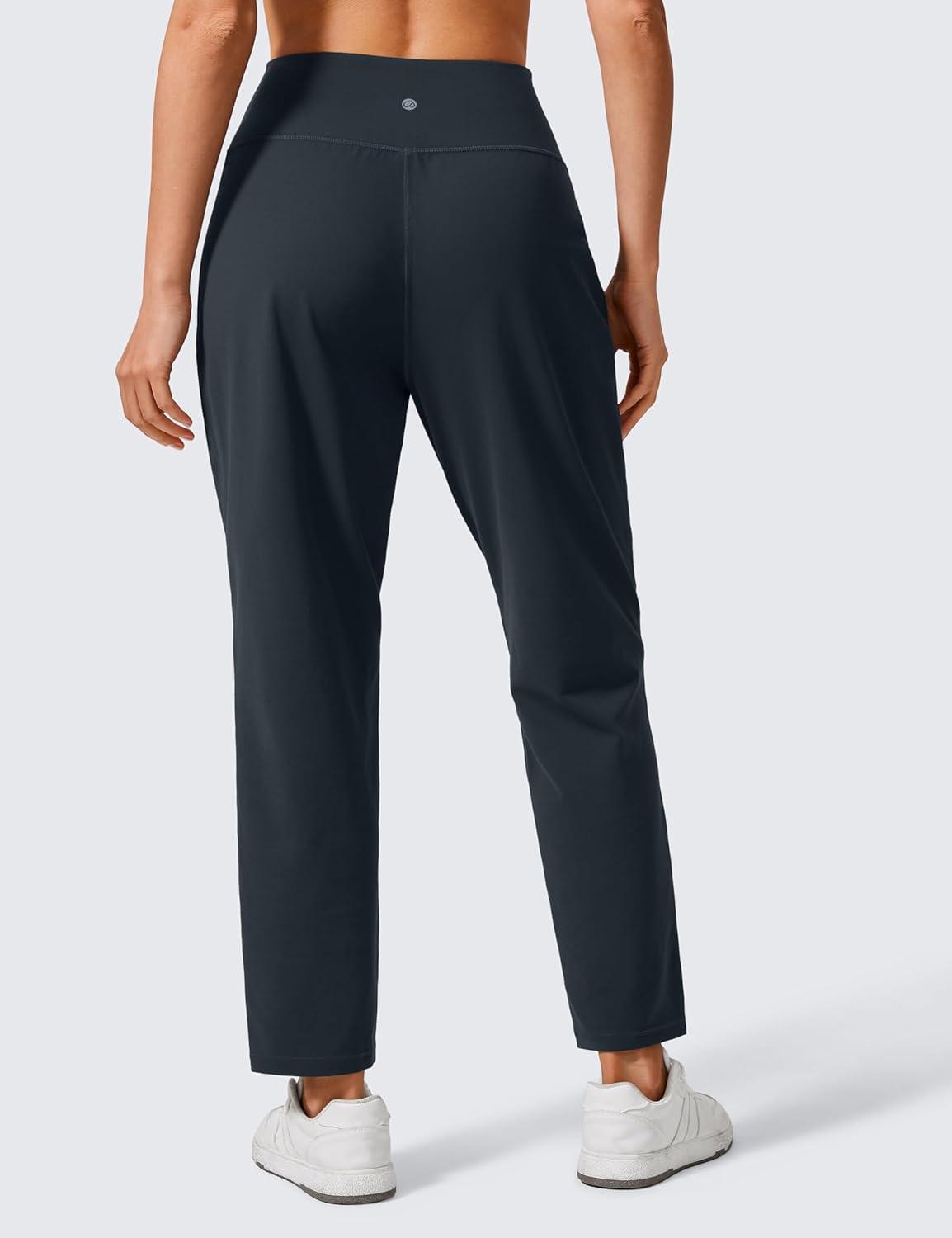 imageCRZ YOGA Butterlift Ankle Yoga Pants for Women 27quot 78 Tapered Front Pleated for Lounge Travel with PocketsTrue Navy