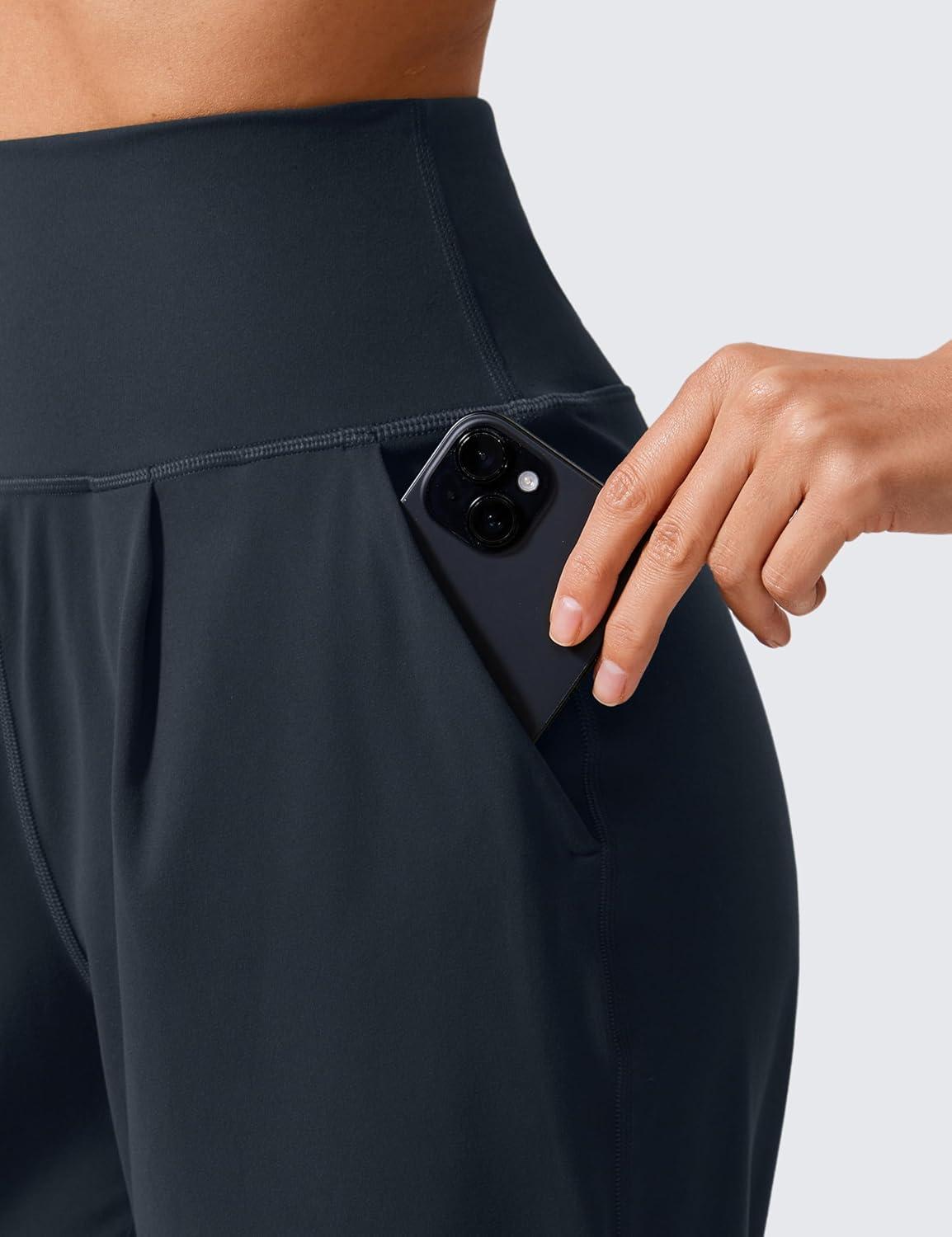 imageCRZ YOGA Butterlift Ankle Yoga Pants for Women 27quot 78 Tapered Front Pleated for Lounge Travel with PocketsTrue Navy