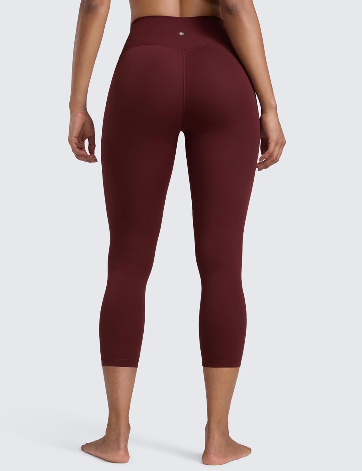 imageCRZ YOGA Butterlift Capris Workout Leggings 23quot High Waisted Workout Pilates Crop Gym Athletic Womens Yoga PantsRed Merlot
