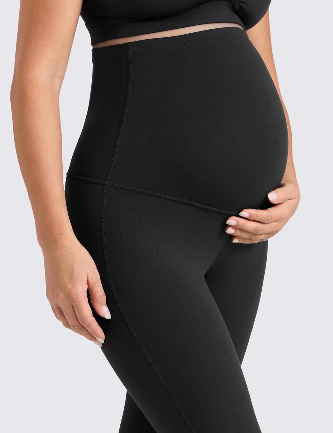 imageCRZ YOGA Butterlift Maternity Flare Leggings 31quot Workout Yoga Lounge Bootcut Pregnancy Womens Pants Over The BellyBlack