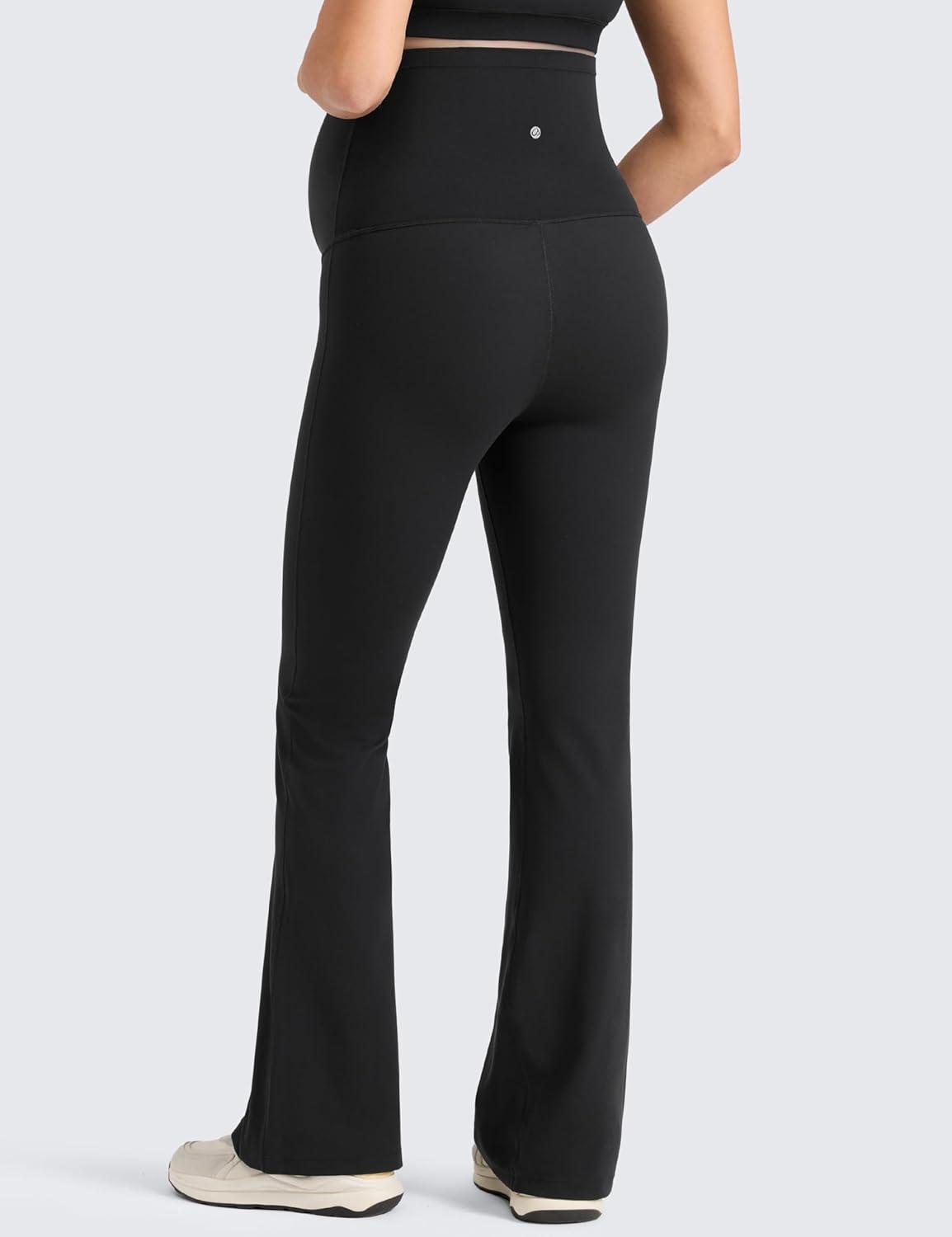 imageCRZ YOGA Butterlift Maternity Flare Leggings 31quot Workout Yoga Lounge Bootcut Pregnancy Womens Pants Over The BellyBlack