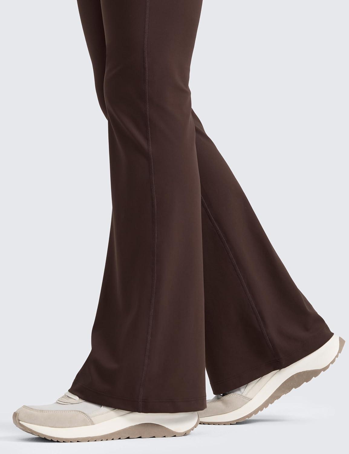 imageCRZ YOGA Butterlift Maternity Flare Leggings 31quot Workout Yoga Lounge Bootcut Pregnancy Womens Pants Over The BellyHot Fudge Brown