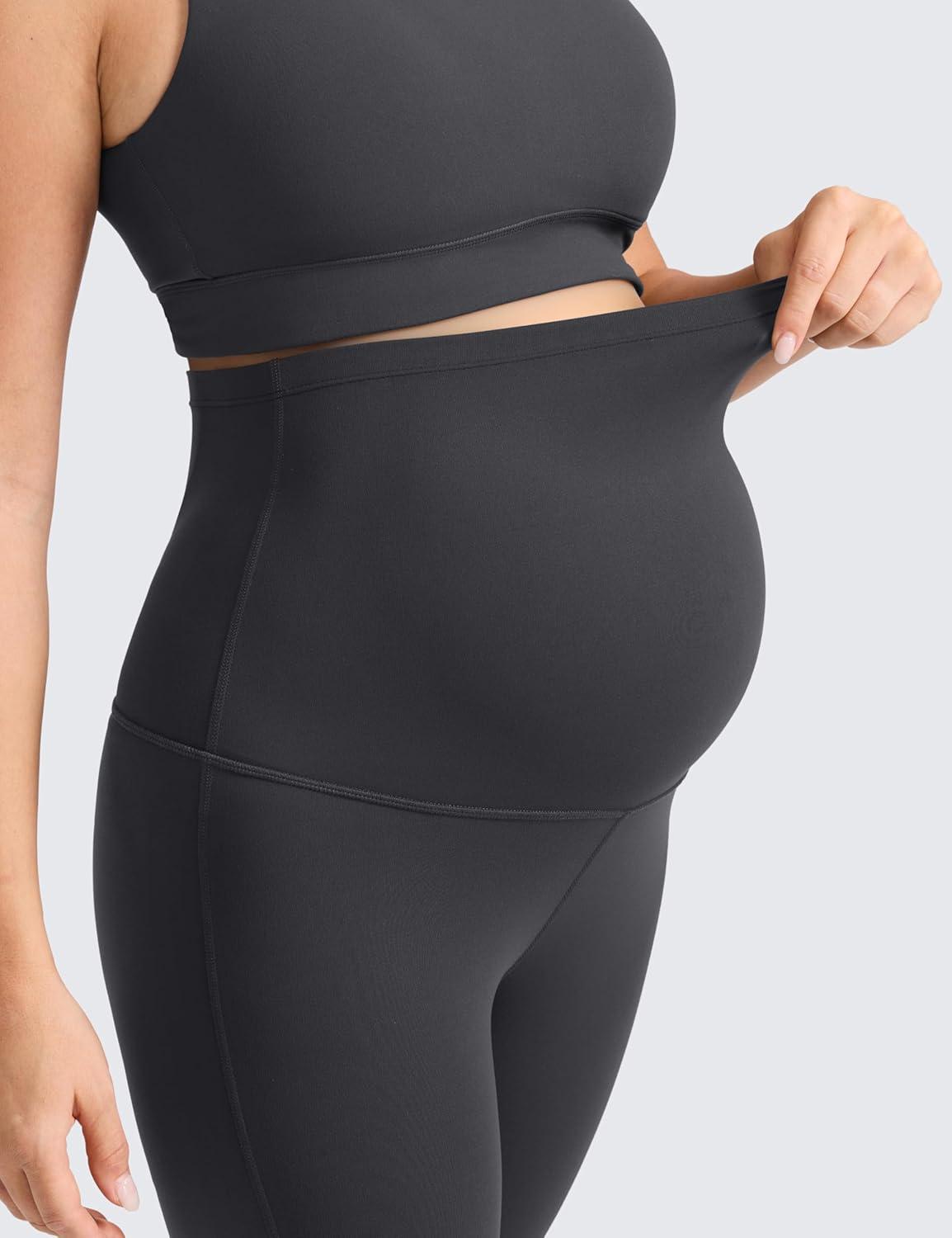 imageCRZ YOGA Butterlift Maternity Flare Leggings 31quot Workout Yoga Lounge Bootcut Pregnancy Womens Pants Over The BellyMysterious Grey