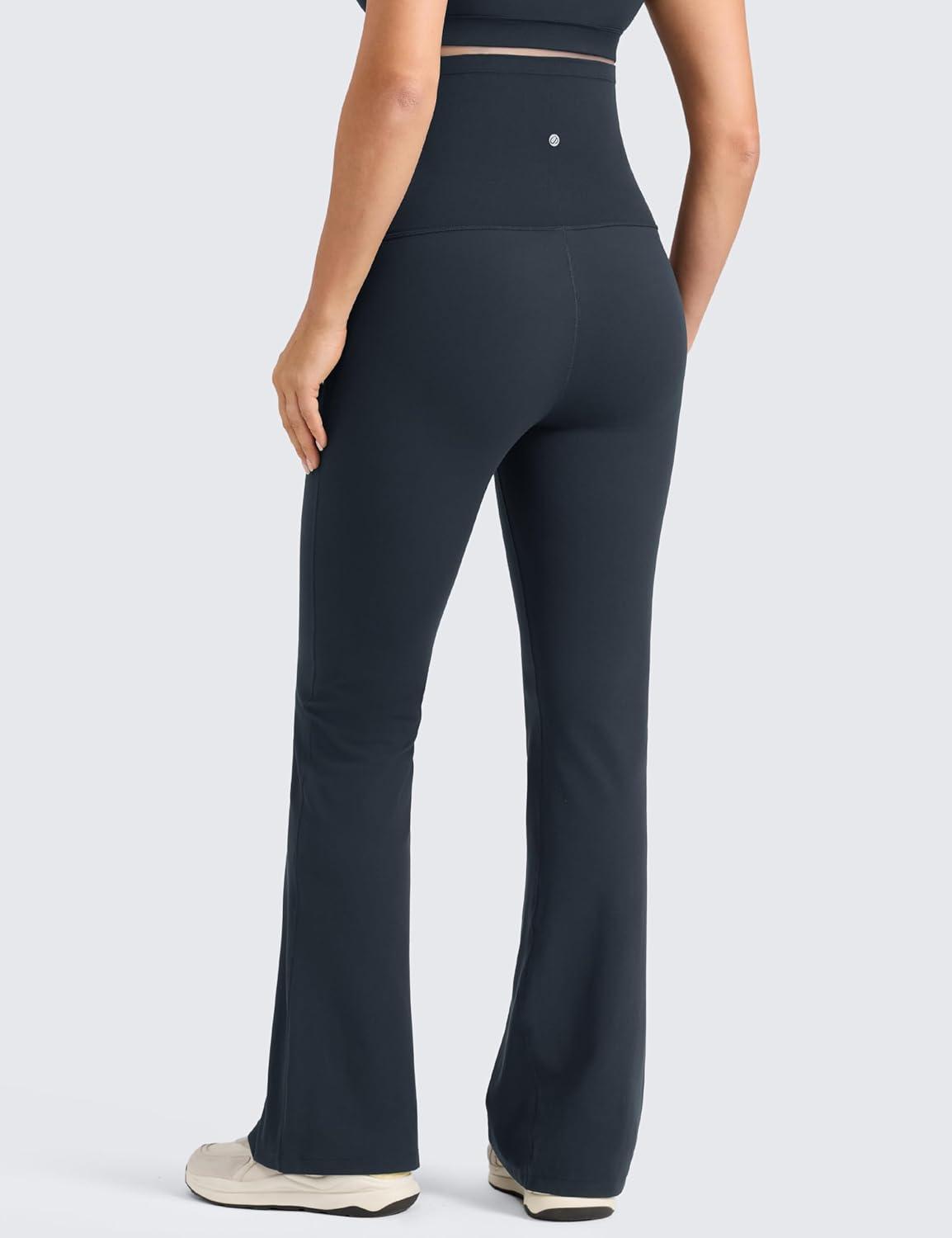 imageCRZ YOGA Butterlift Maternity Flare Leggings 31quot Workout Yoga Lounge Bootcut Pregnancy Womens Pants Over The BellyTrue Navy