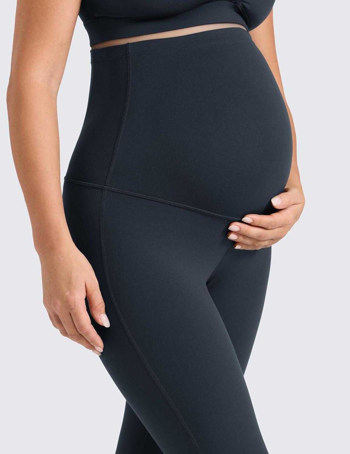 imageCRZ YOGA Butterlift Maternity Flare Leggings 31quot Workout Yoga Lounge Bootcut Pregnancy Womens Pants Over The BellyTrue Navy