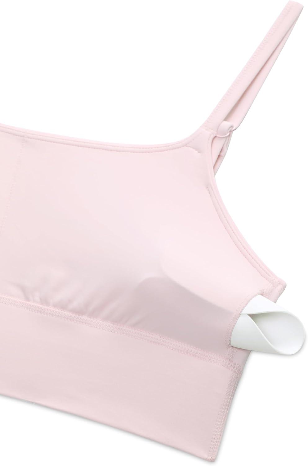 imageCRZ YOGA Butterlift Scoop Neck Longline Sports Bras for Women Adjustable Spaghetti Strap Workout Crop Top Padded Cami TankStrawberry Pink