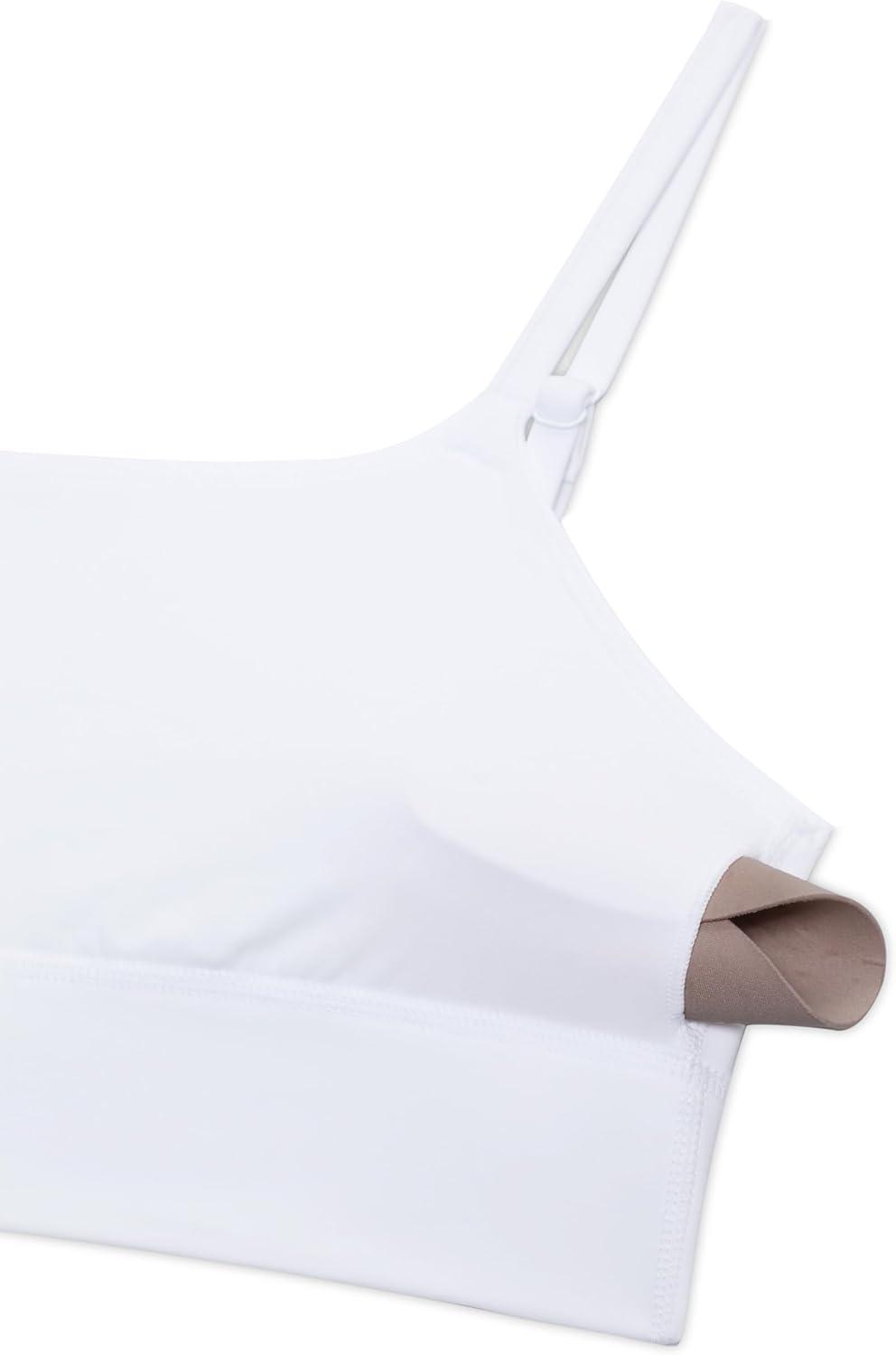 imageCRZ YOGA Butterlift Scoop Neck Longline Sports Bras for Women Adjustable Spaghetti Strap Workout Crop Top Padded Cami TankWhite