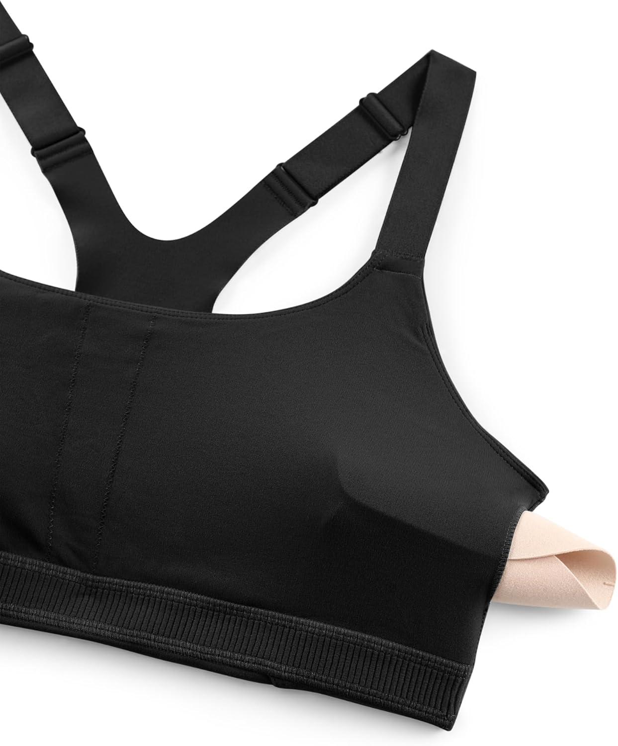 imageCRZ YOGA Butterlift Womens Racerback Padded Sports Bras Medium Impact Scoop Neck Adjustable Straps Gym Workout TopBlack