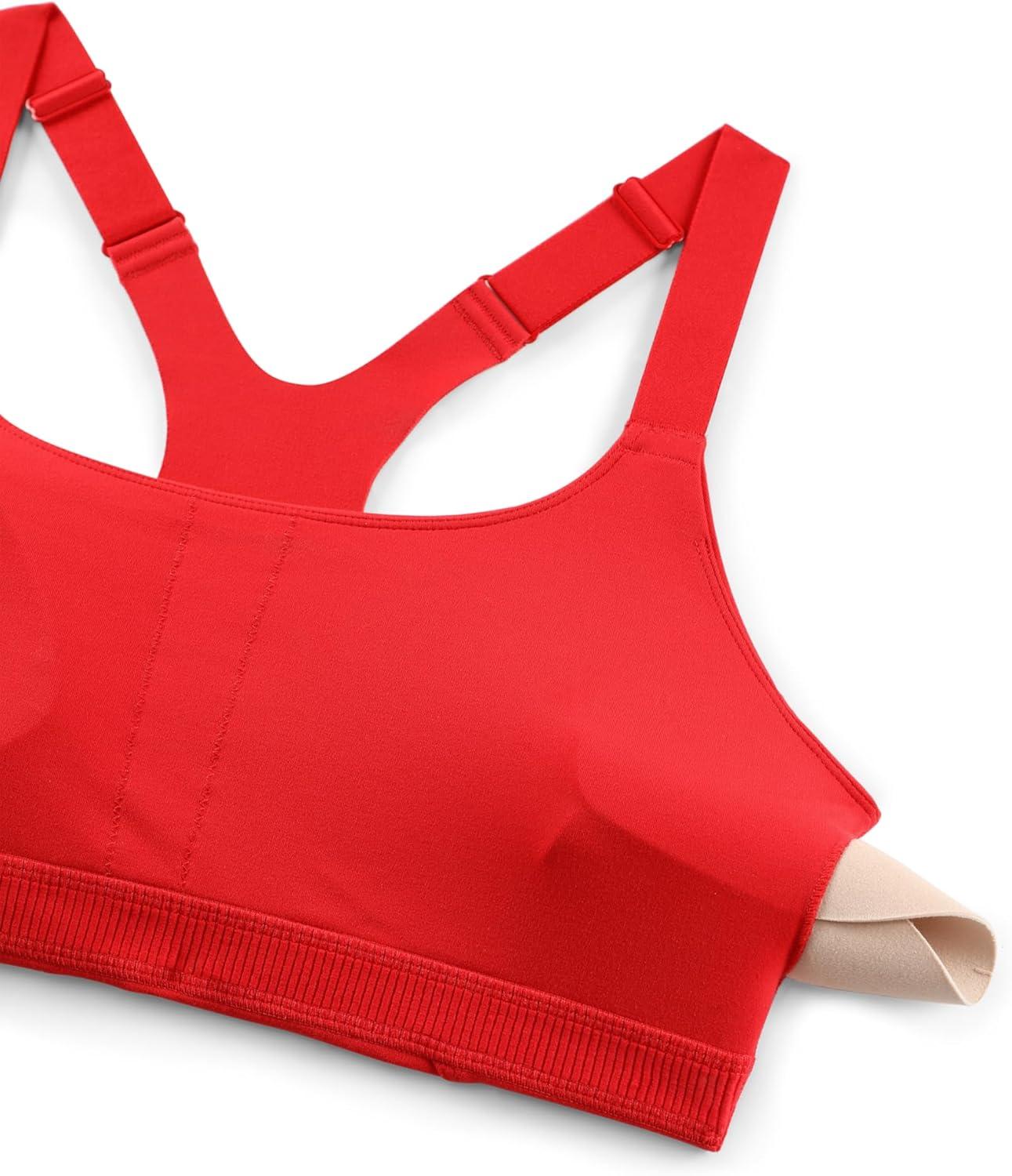 imageCRZ YOGA Butterlift Womens Racerback Padded Sports Bras Medium Impact Scoop Neck Adjustable Straps Gym Workout TopDeep Red
