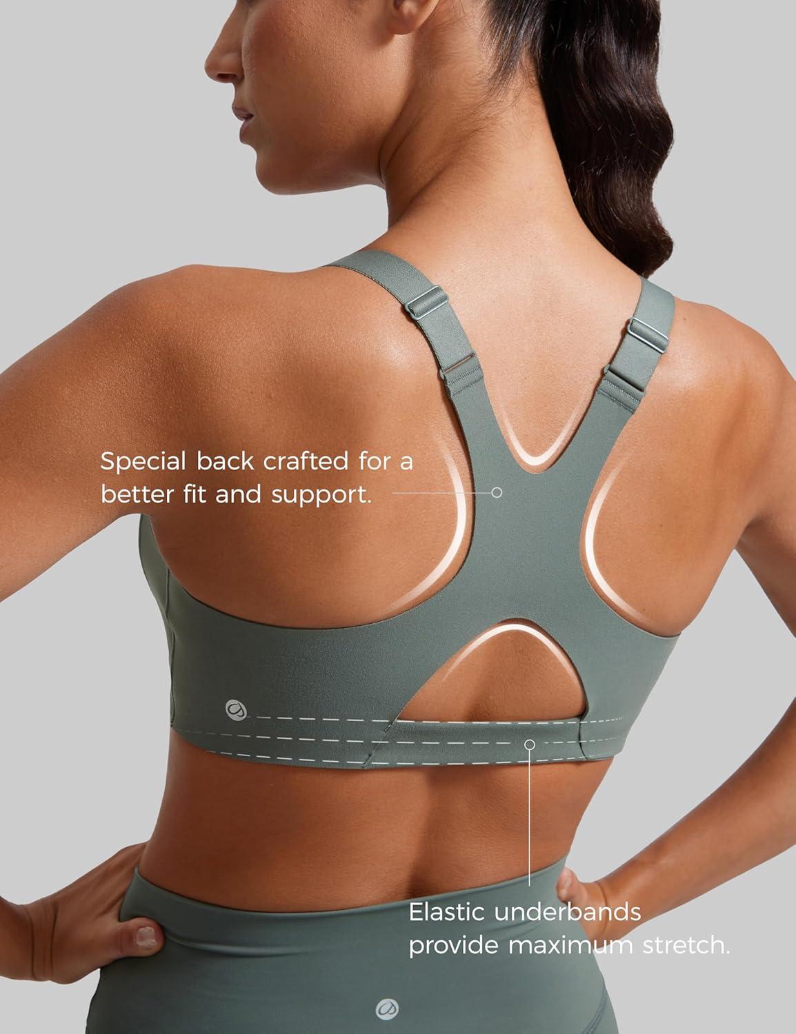 imageCRZ YOGA Butterlift Womens Racerback Padded Sports Bras Medium Impact Scoop Neck Adjustable Straps Gym Workout TopGrey Sage