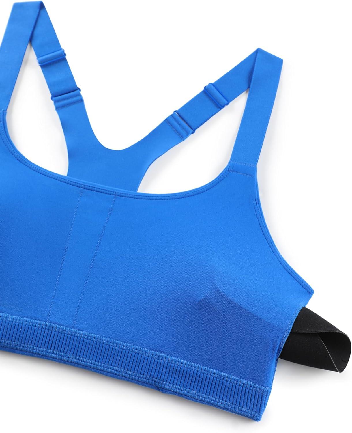 imageCRZ YOGA Butterlift Womens Racerback Padded Sports Bras Medium Impact Scoop Neck Adjustable Straps Gym Workout TopSparkle Blue