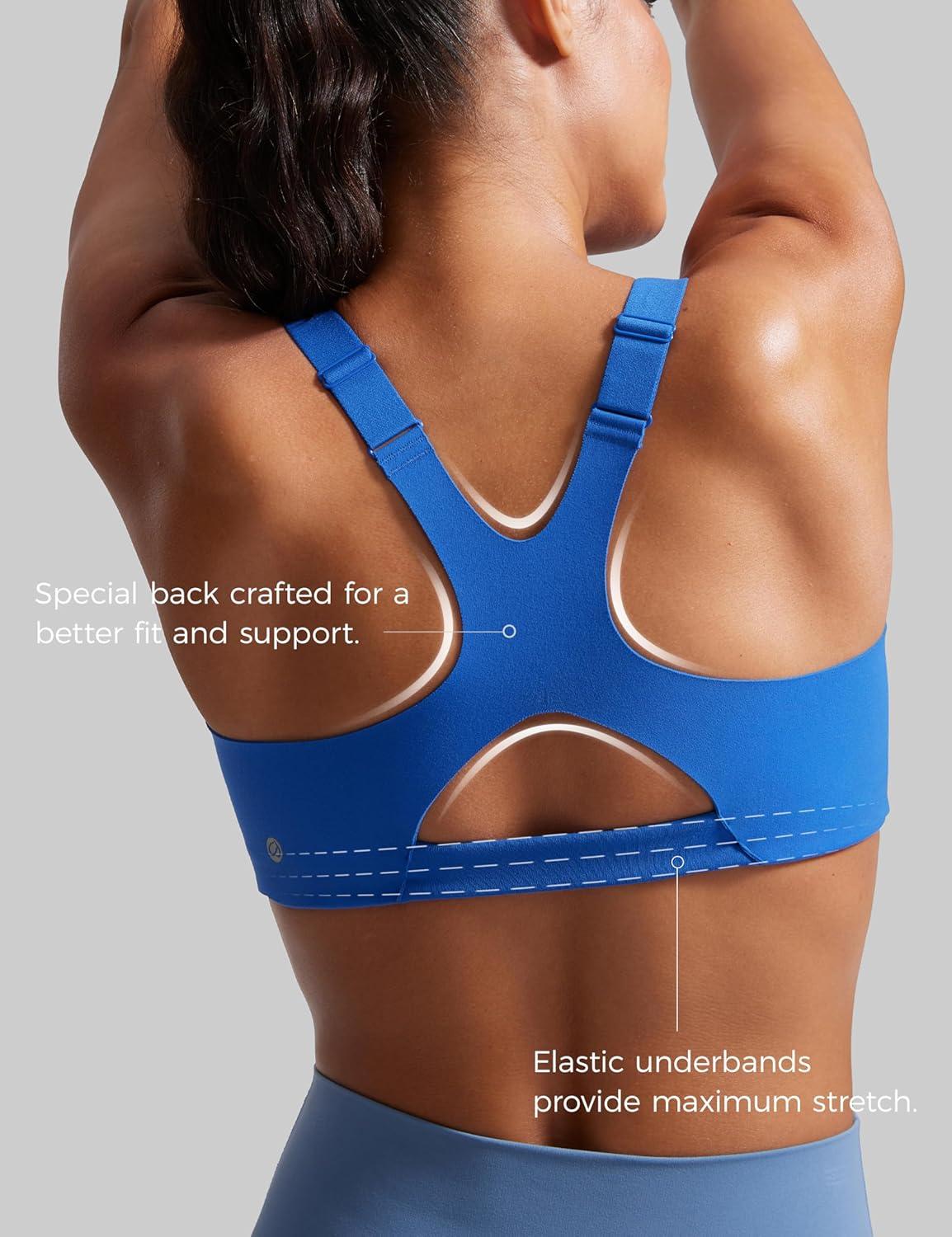 imageCRZ YOGA Butterlift Womens Racerback Padded Sports Bras Medium Impact Scoop Neck Adjustable Straps Gym Workout TopSparkle Blue