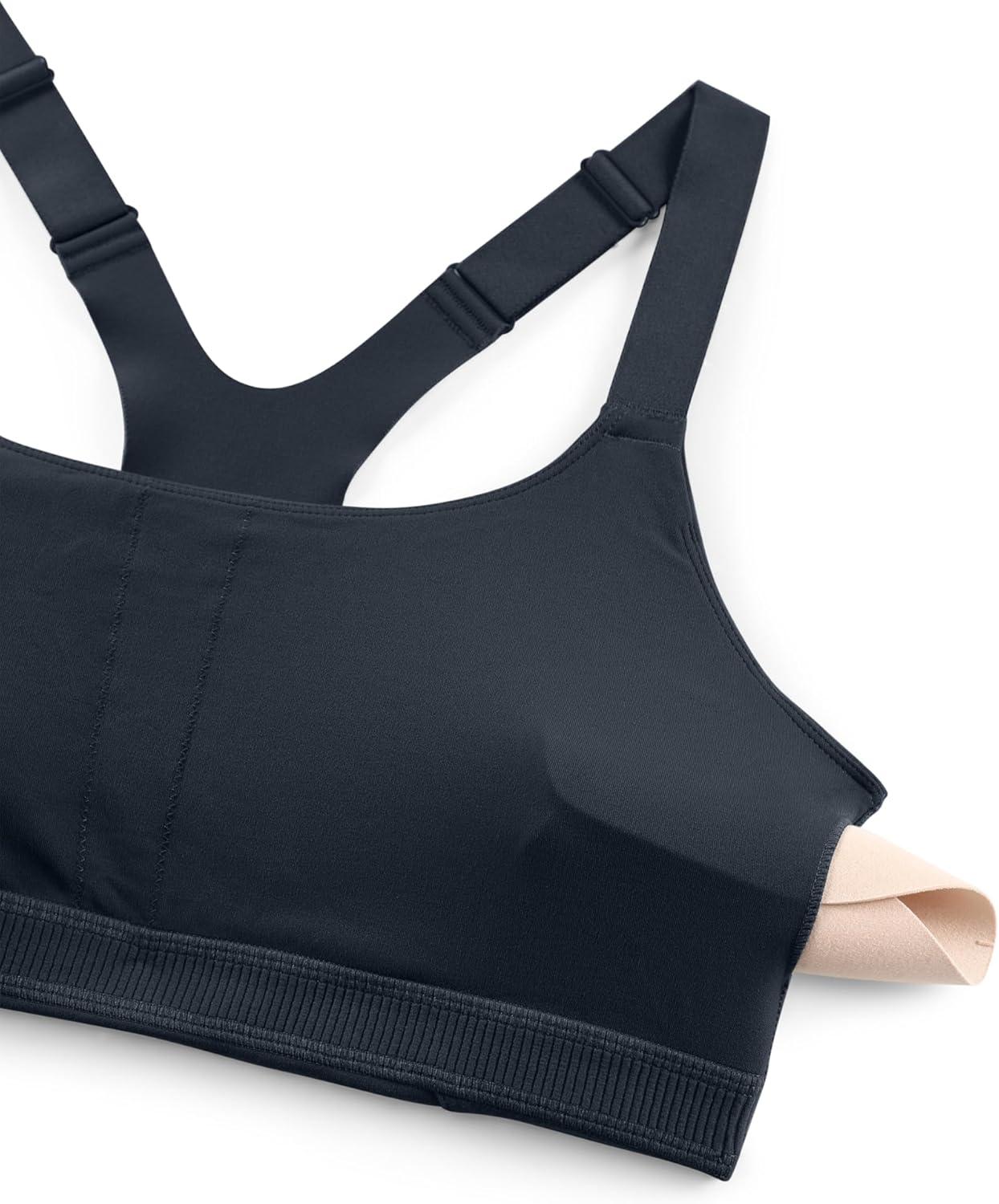 imageCRZ YOGA Butterlift Womens Racerback Padded Sports Bras Medium Impact Scoop Neck Adjustable Straps Gym Workout TopTrue Navy