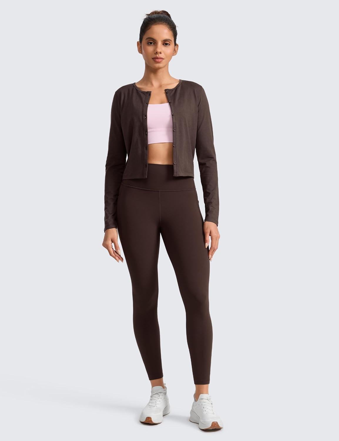 imageCRZ YOGA Butterlift Workout Leggings Pockets 25quot High Waist Pilates Athletic Gym Womens Yoga Pants Buttery SoftHot Fudge Brown