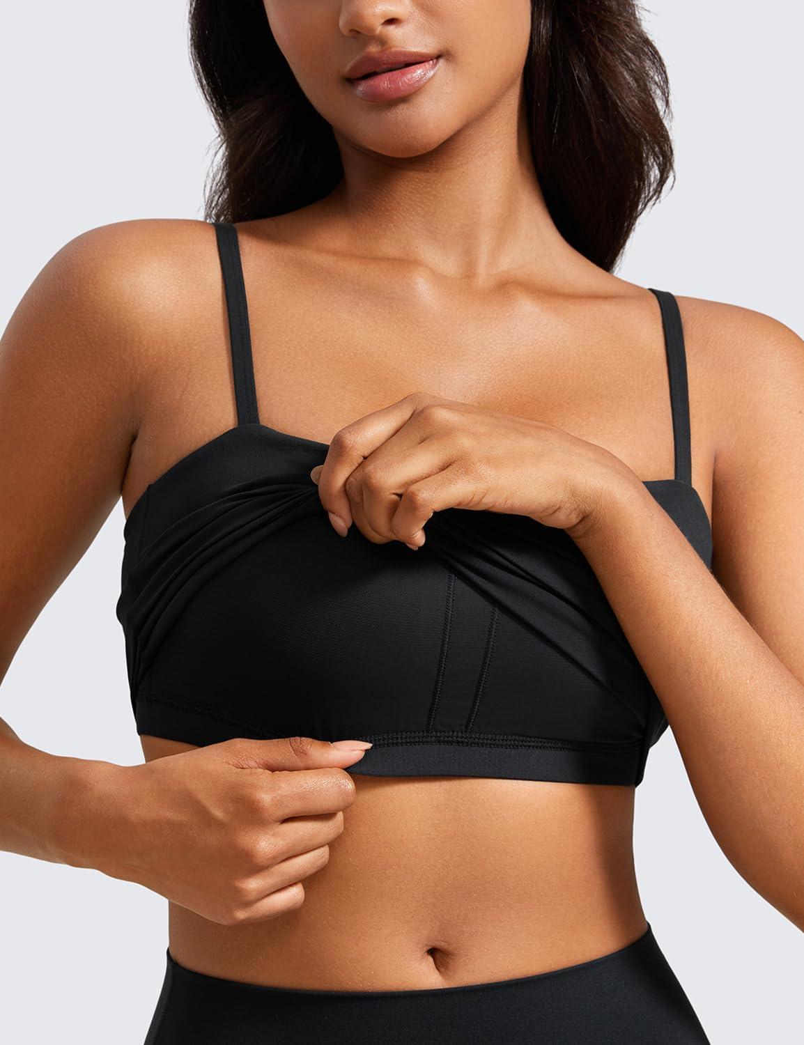 imageCRZ YOGA Butterluxe Cami Crop Tank Tops for Women Square Neck Adjustable Padded Longline Sports Bras Workout CamisoleBlack