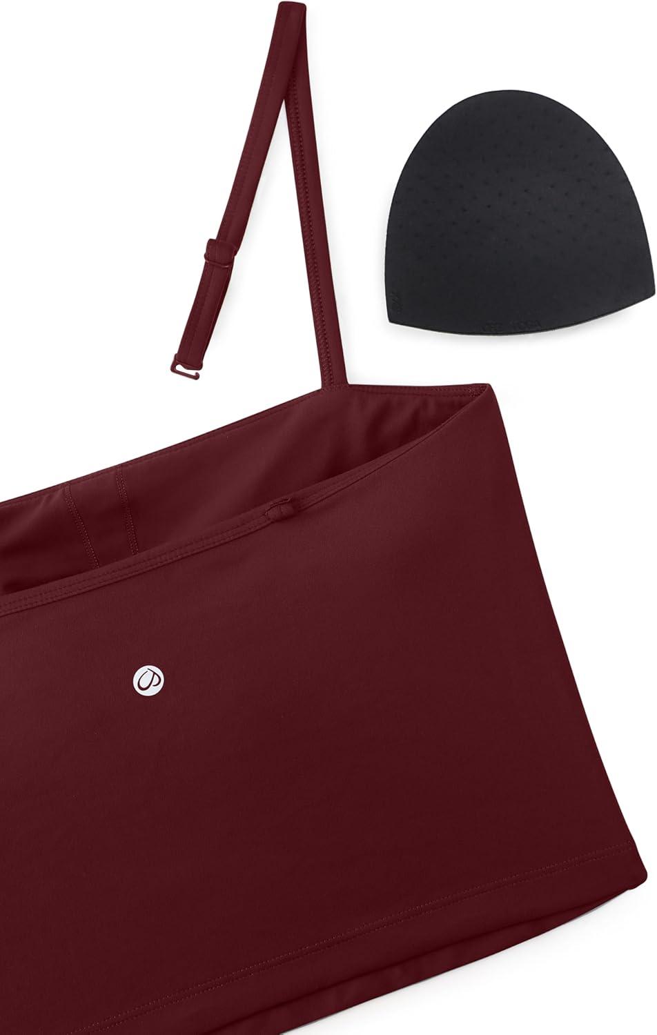 imageCRZ YOGA Butterluxe Cami Crop Tank Tops for Women Square Neck Adjustable Padded Longline Sports Bras Workout CamisoleRed Merlot