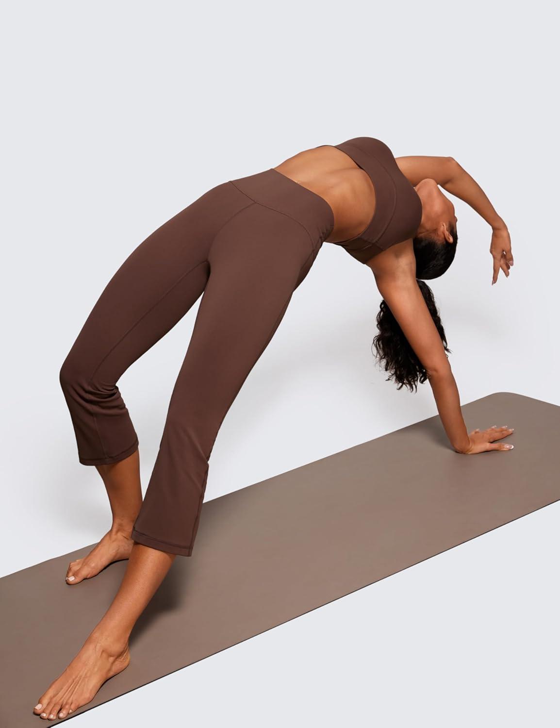 imageCRZ YOGA Butterluxe Capris Flare Leggings 23quot Bootcut High Waisted Womens Yoga Pants Cropped CasualCoffee Brown