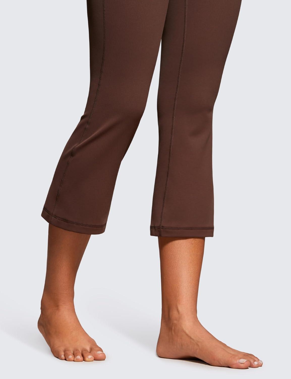imageCRZ YOGA Butterluxe Capris Flare Leggings 23quot Bootcut High Waisted Womens Yoga Pants Cropped CasualCoffee Brown