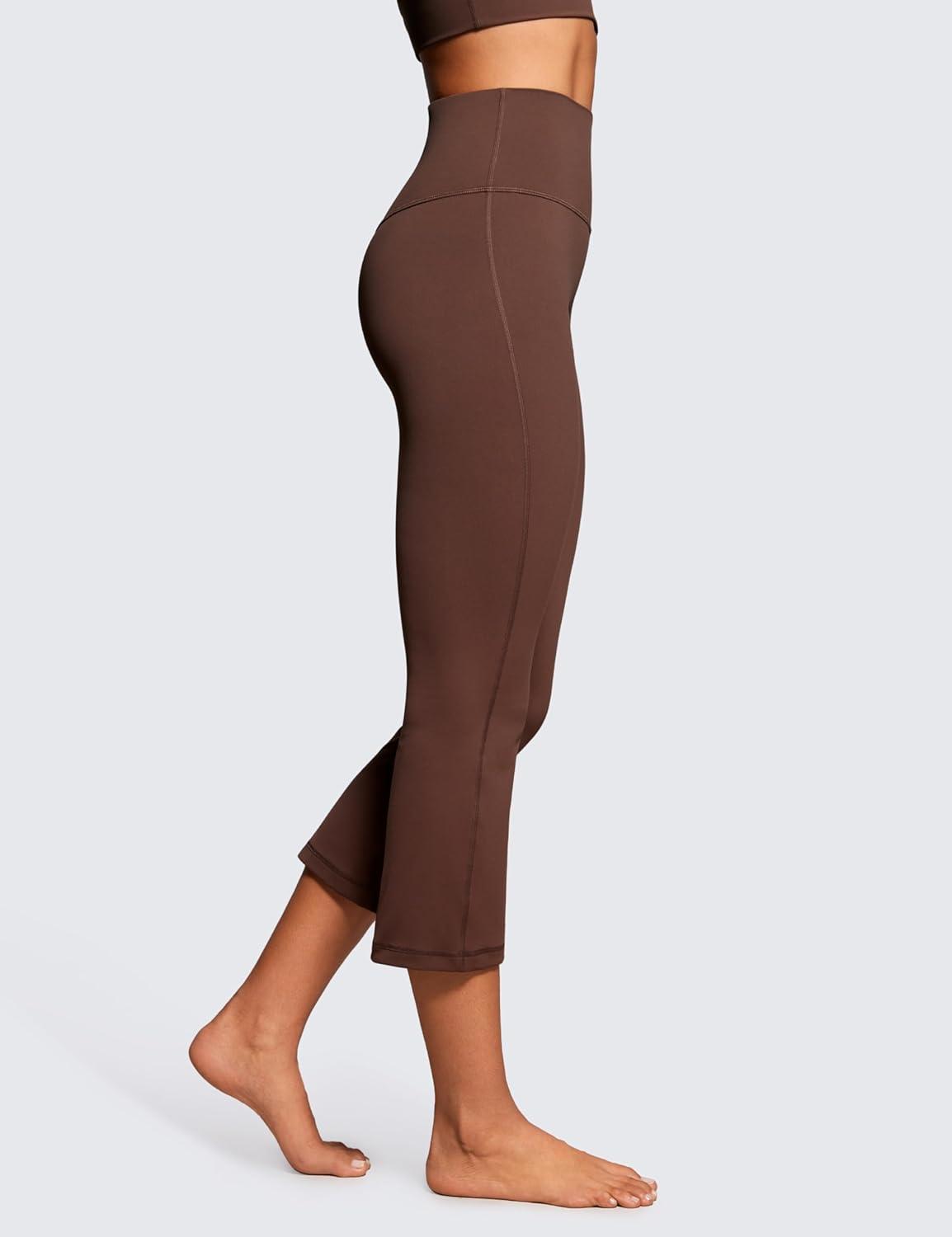 imageCRZ YOGA Butterluxe Capris Flare Leggings 23quot Bootcut High Waisted Womens Yoga Pants Cropped CasualCoffee Brown