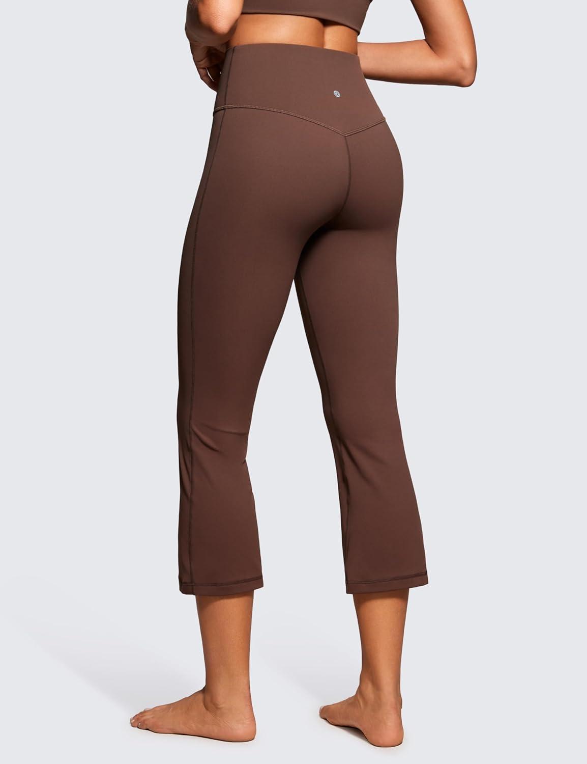 imageCRZ YOGA Butterluxe Capris Flare Leggings 23quot Bootcut High Waisted Womens Yoga Pants Cropped CasualCoffee Brown
